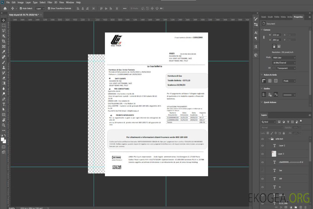 Facture d'entreprise de services publics de Linea Italia, SCR template